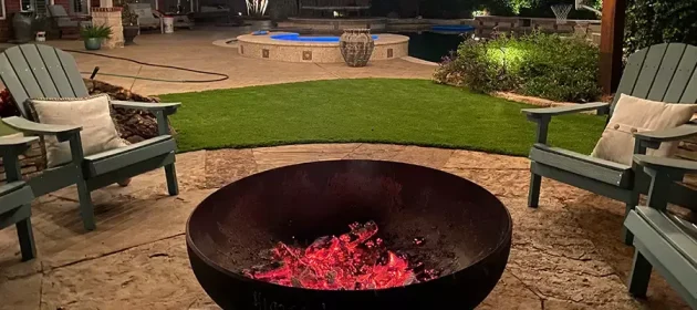 professionally landscaped firepit outdoor view