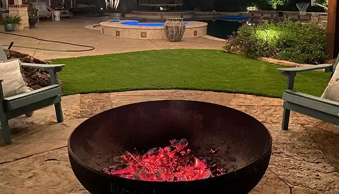 Backyard Fire Pit done by a professional landscaping company.