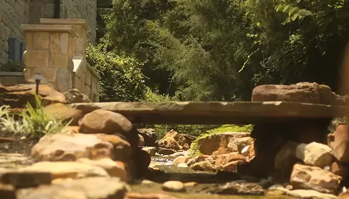 Backyard oasis water feature done by Grassroots BCS