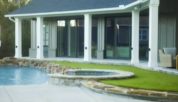 Dream pool in backyard outdoor oasis.